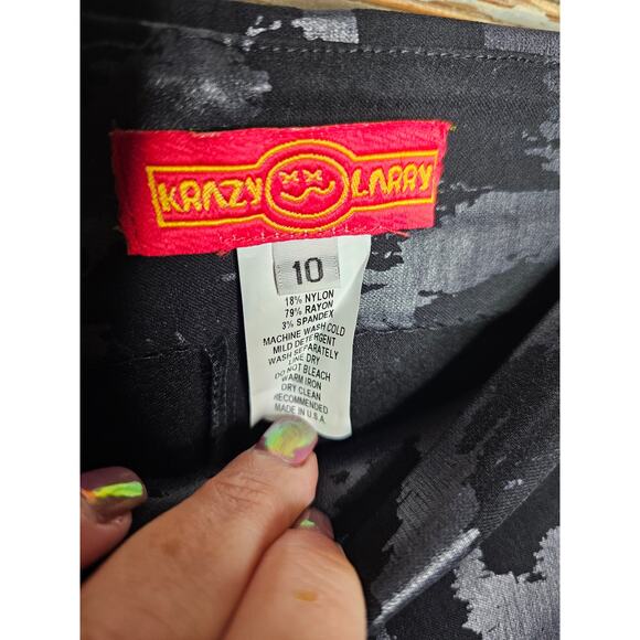 Krazy Larry Pull-on Ankle Pants Black Swirls Ladies size 10 - Picture 6 of 7